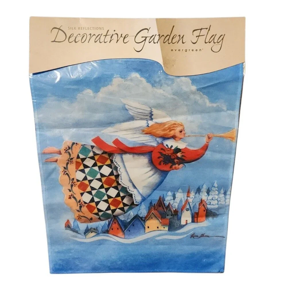 Evergreen Silk Reflections Garden Flag Jim Shore Christmas Angel 12.5